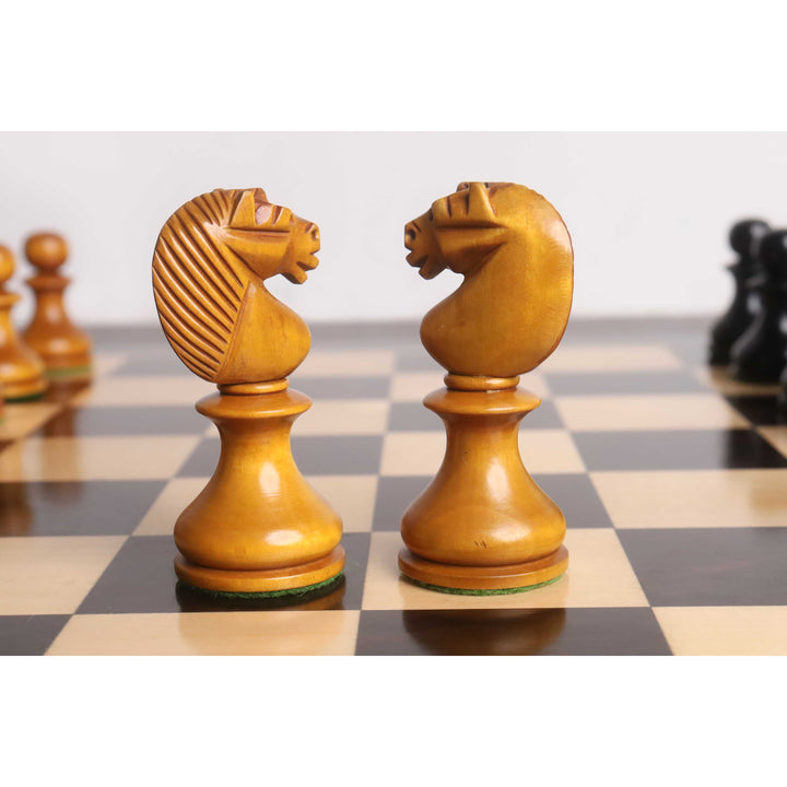 Combo de 3.6» Inglés Dublín Patrón Set - Piezas en madera de boj envejecida con tablero de ajedrez y caja de almacenamiento