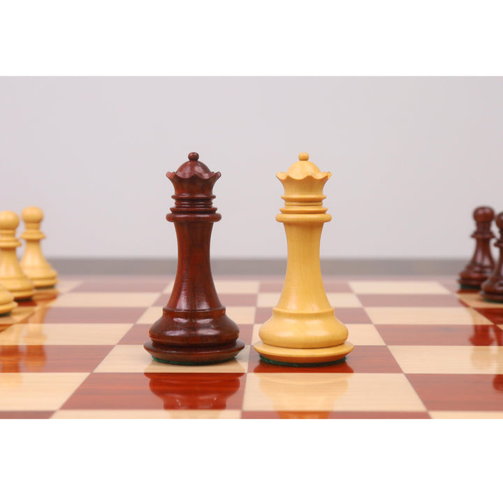 略带瑕疵的 3.3 英寸螺旋马豪华国际象棋套装——仅棋子——玫瑰木与黄杨木