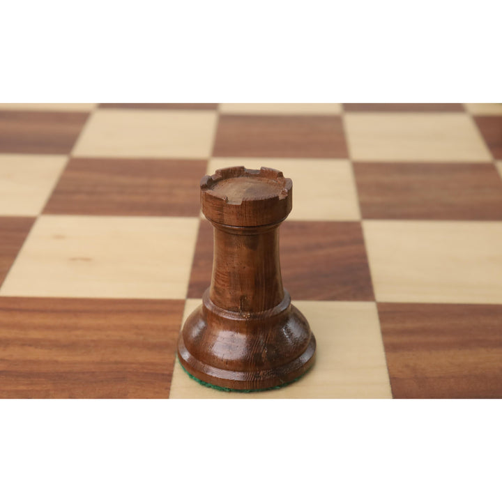 Jeu d'échecs Drueke Reproduced 3.7" légèrement imparfait - Pièces d'échecs uniquement - Bois de rose doré