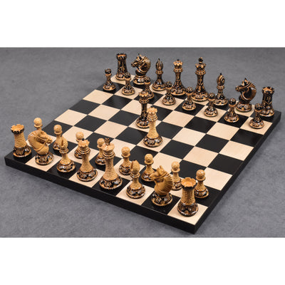 Slightly Imperfect 4.2" American Staunton Luxury Chess Pieces Only Set-Hand Carved Weighted Boxwood
