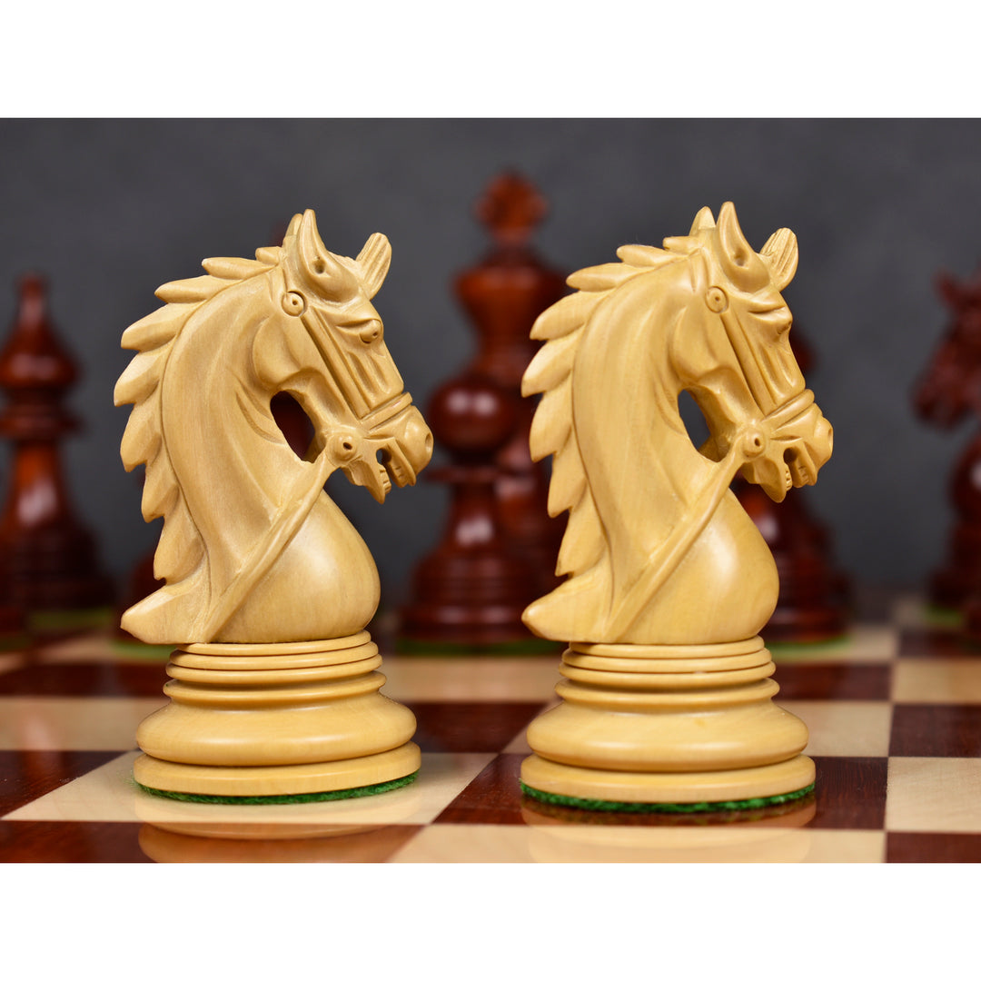 Combo of 4.3" Napoleon Luxury Staunton Triple Weight Bud Rosewood Chess Pieces with 23" Chessboard and Storage Box