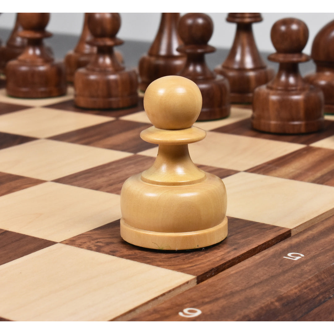 Slightly Imperfect 1960's Soviet Championship Tal Chess Set- Chess Pieces Only - Golden Rosewood - 4" King