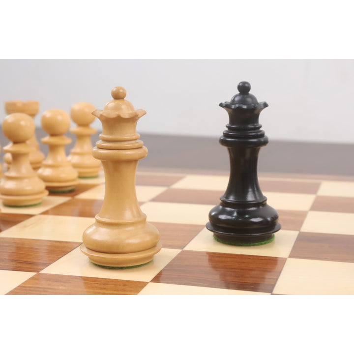 3.2" Laughing Knight Staunton Chess Set- Chess Pieces Only - Weighted Ebonised Boxwood