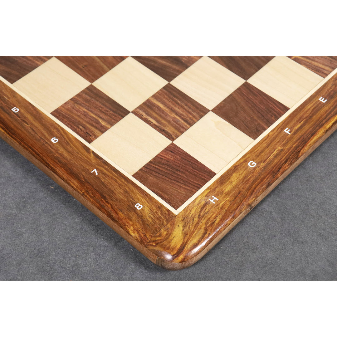 Slightly Imperfect 21" Large Chess board - Golden Rosewood & Maple - 55 mm Square- Algebraic Notations