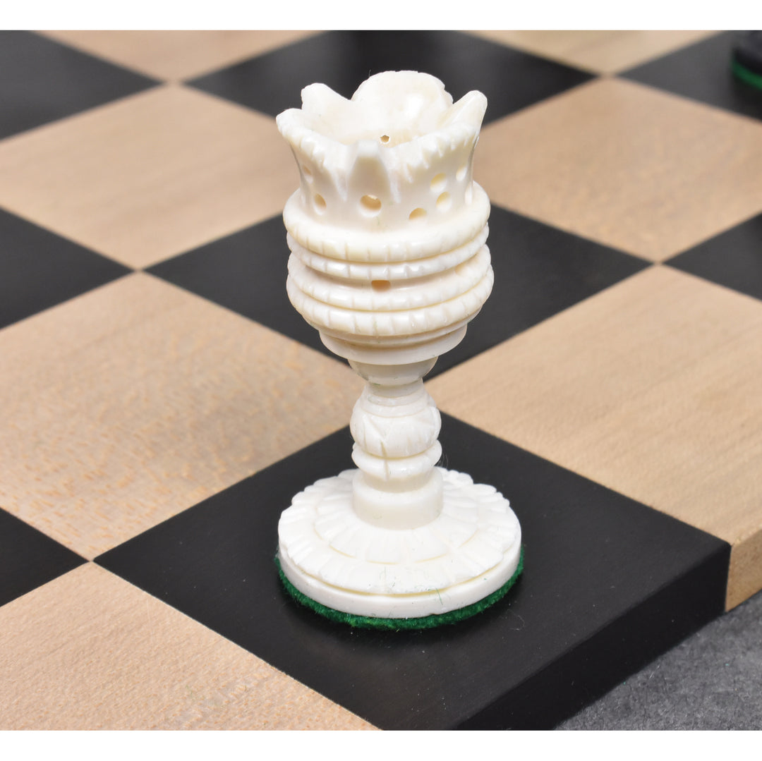 4.1" Lotus Series Hand Carved Chess Set- Chess Pieces Only - Camel Bone - Warehouse Clearance - USA Shipping Only