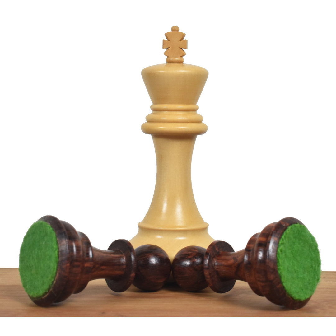 Nieznacznie niedoskonały 4,1” zestaw drewnianych szachów Pro Staunton - tylko szachy - ważone drewno różane
