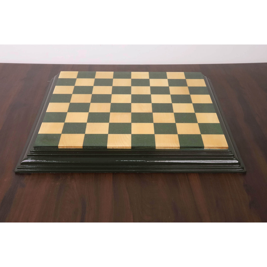 21" Green & Maple HDMR Chess Board – Handcrafted Greenply HDMR Wood Board with Decorative Edges