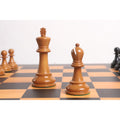 Légèrement imparfait 3.9" Jeu d'échecs Lessing Staunton - Pièces seulement - Bois d'ébène naturel et buis laqué antique