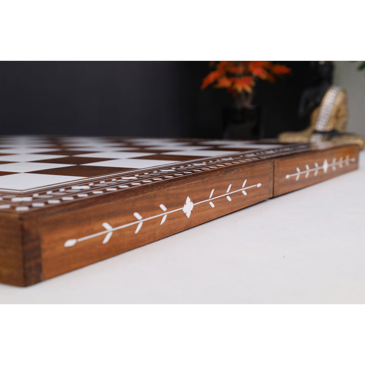 4.1" Pro Staunton Rosewood Chess Set with 21" Golden Rosewood & Acrylic Ivory Inlaid Wooden Folding Chess board