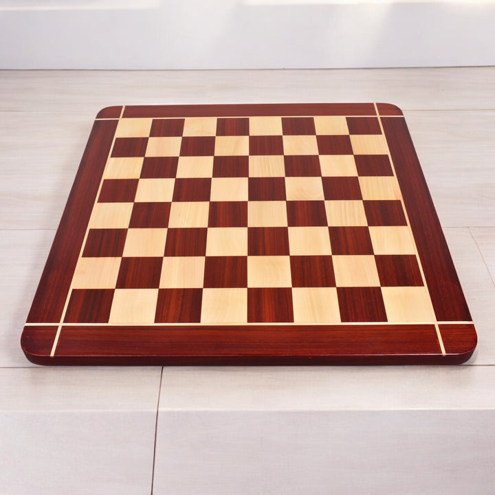 Combo of 1849 Original Staunton Chess Set- Lacquered Distress Antiqued Boxwood & Bud Rosewood - 4.5" King With Board and Box