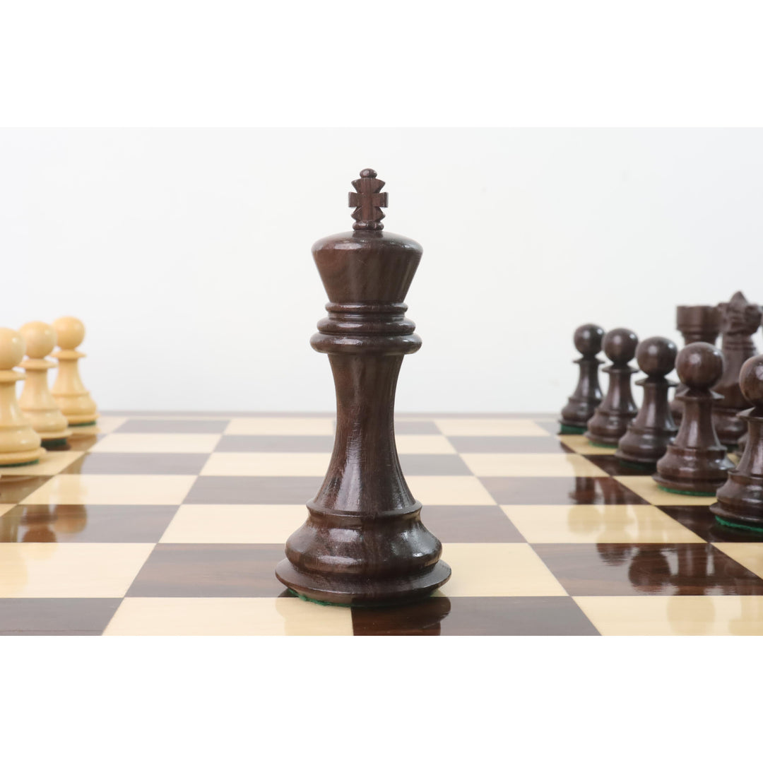 Combo of 4.1" Pro Staunton Weighted Wooden Chess Pieces in Rosewood with 21" Board and Wooden Storage Box