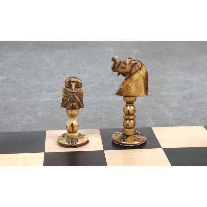 4" Animal Kingdom Series Chess Pieces Only Set - Distress Antiqued Camel Bone