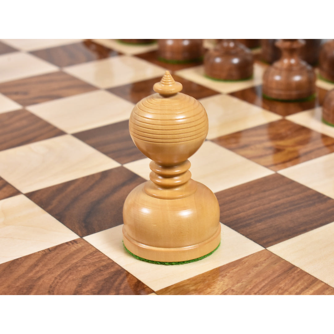 3,1” zestaw szachów Staunton z serii Library - tylko szachy - ważone bukszpan i akacja