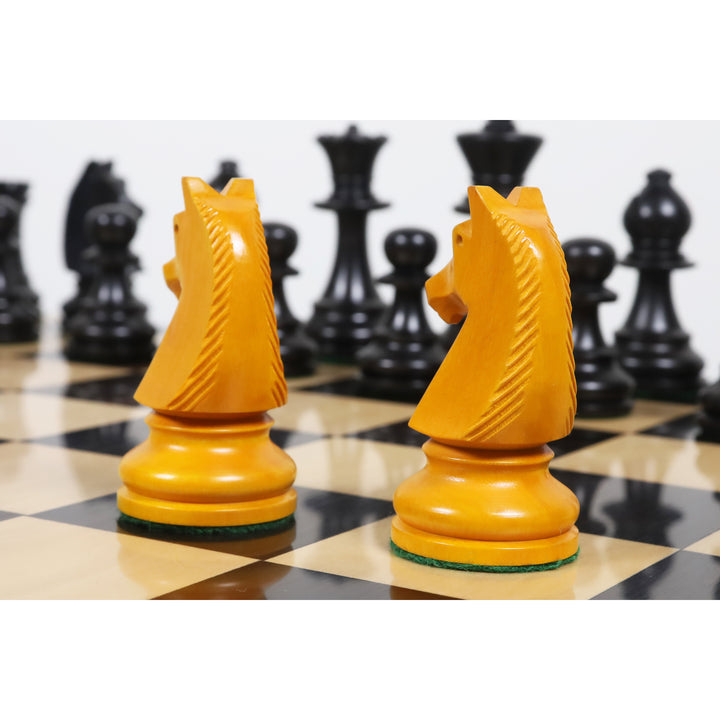 3.9" French Chavet Tournament Chess Set- Chess Pieces Only - Antiqued Boxwood - Warehouse Clearance - USA Shipping Only