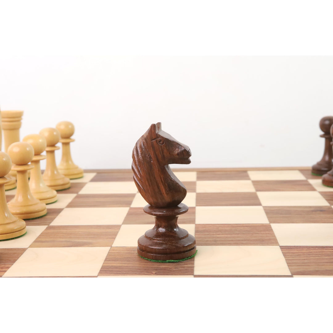 Slightly Imperfect 4.8" Averbakh Soviet Russian Chess Set- Chess Pieces Only - Double Weighted Golden Rosewood & Boxwood