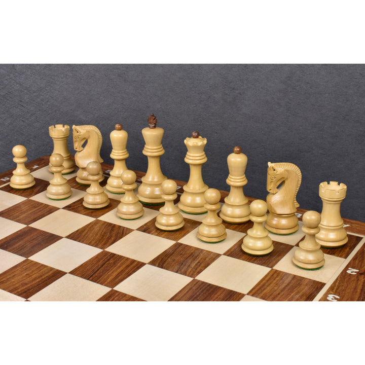 Slightly Imperfect 3.9" Russian Zagreb Chess Set- Chess Pieces Only - Weighted Golden Rosewood - Extra queens