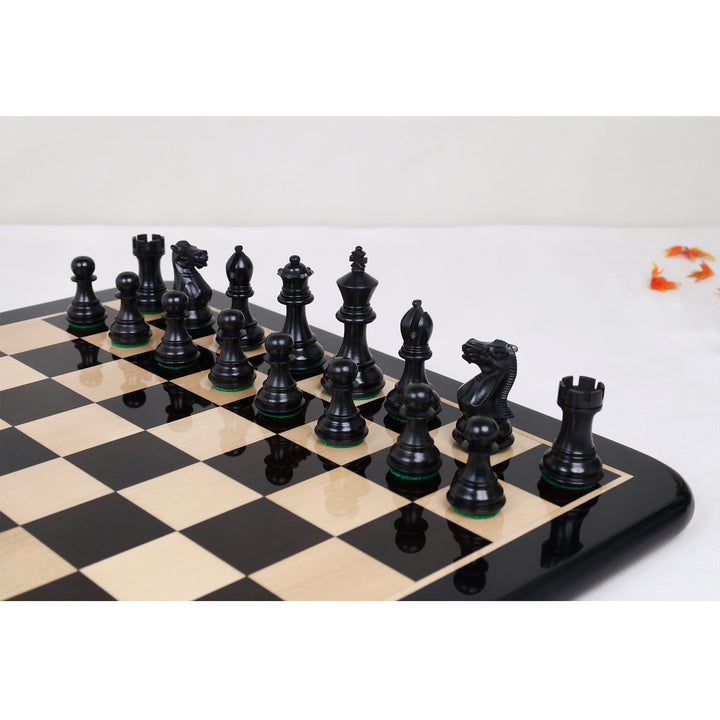 3" Professional Staunton Gift Chess Set - Pieces in Ebonized Boxwood with 17" Ebony Board & Storage Case