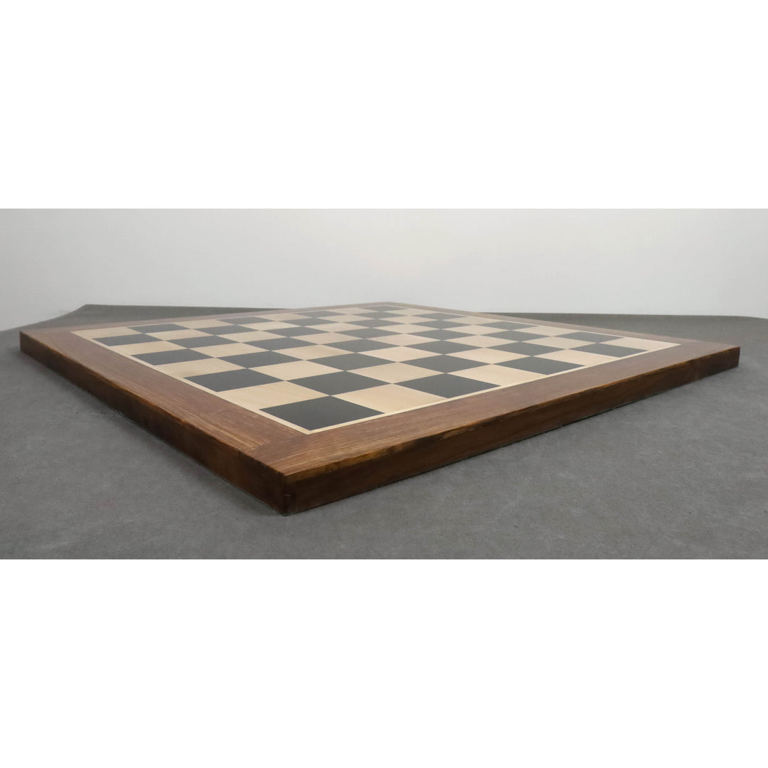 23" Large Ebony & Maple Wood Chessboard 60 mm Square - Golden Rosewood borders - Warehouse Clearance - Europe Shipping Only