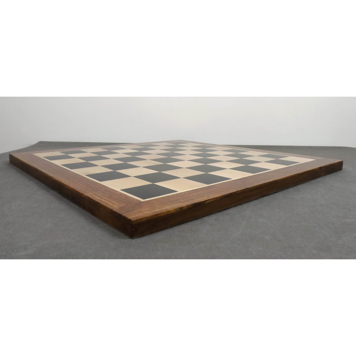 23" Large Ebony & Maple Wood Chessboard 60 mm Square - Golden Rosewood borders - Warehouse Clearance - Europe Shipping Only