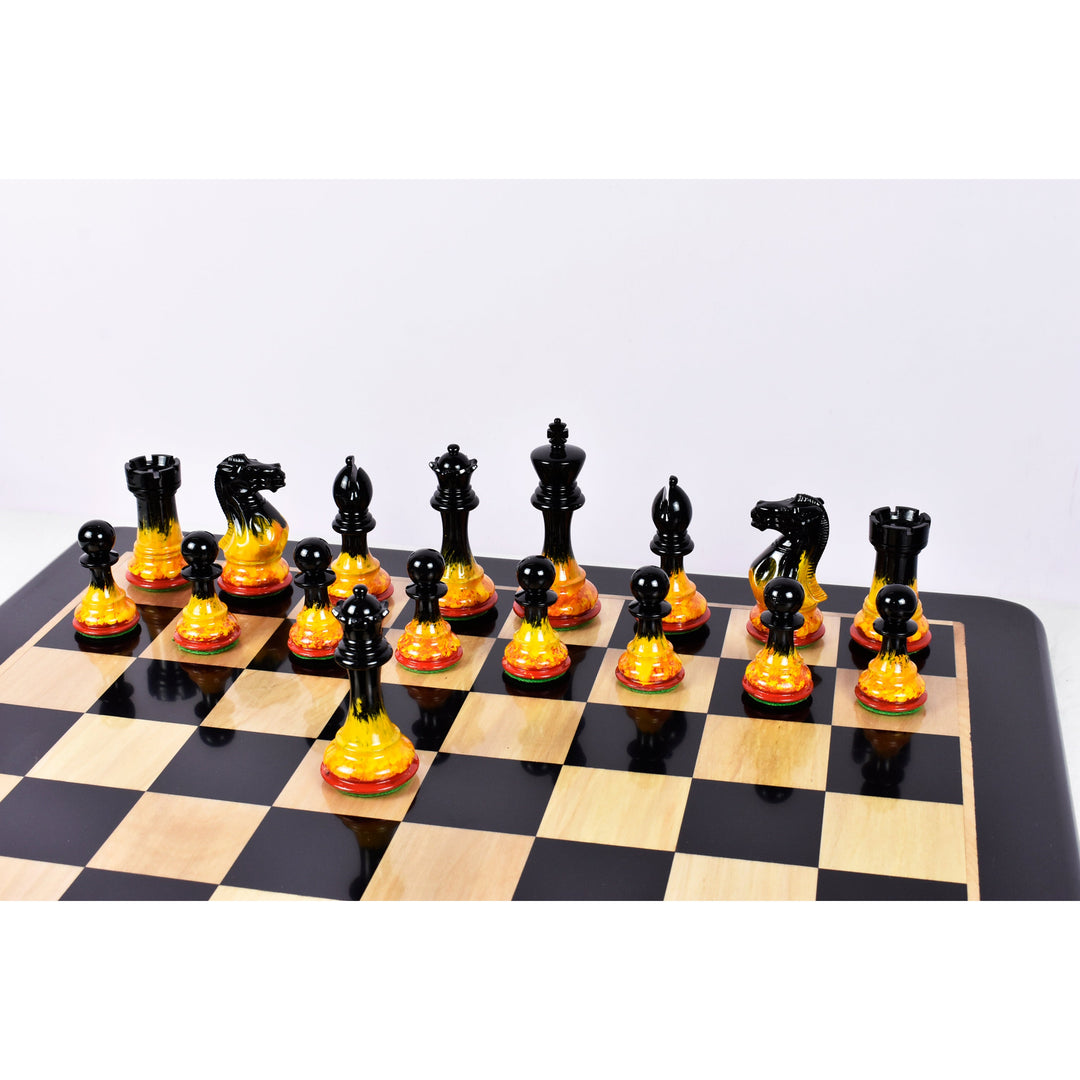 Slightly Imperfect 4.1" Fire & Ice Painted Staunton Weighted Wooden Chess Set- Chess Pieces Only Extra queens