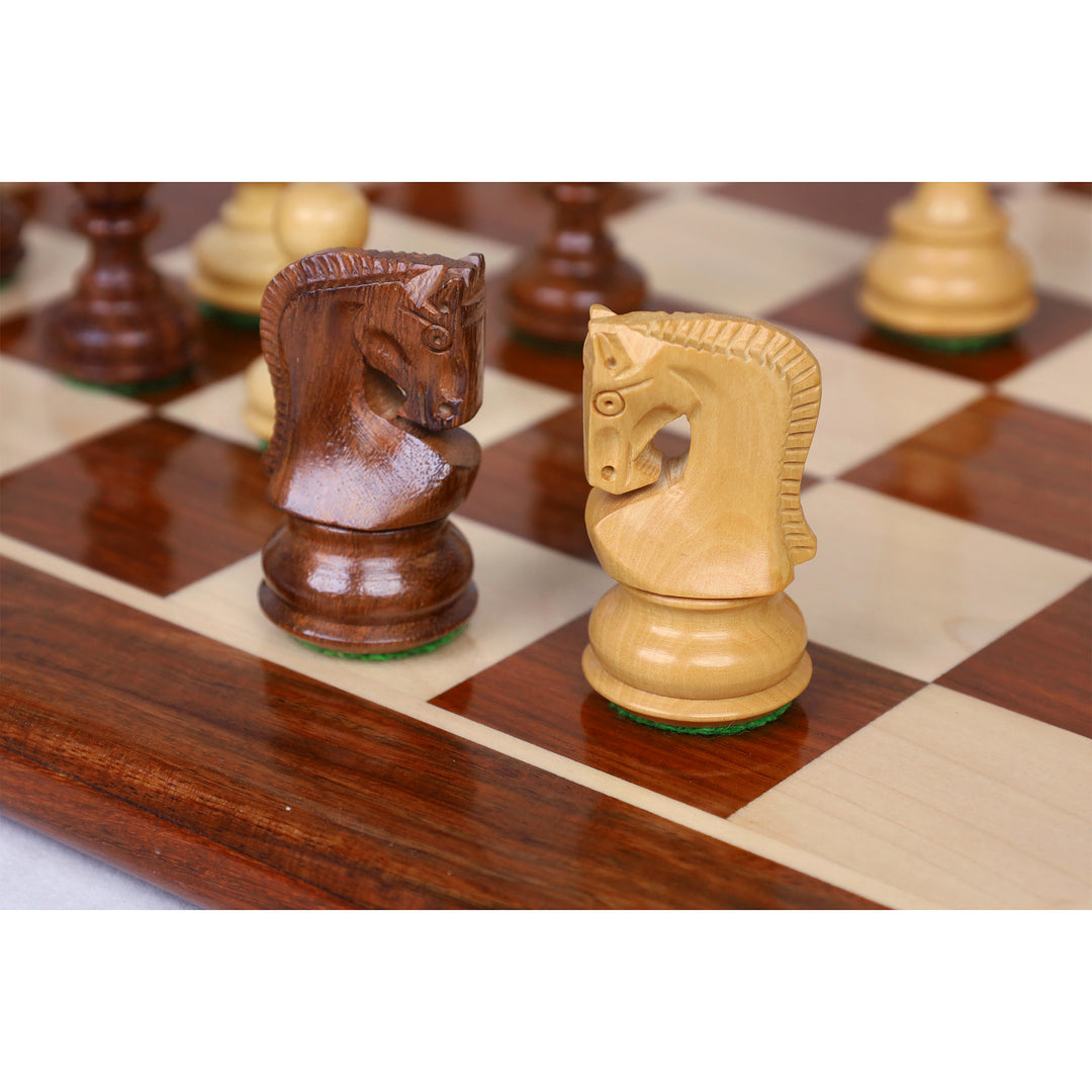 3.1" Russian Zagreb Gift Chess Set Combo - Pieces in Golden Rosewood with 17" Board & Storage Case