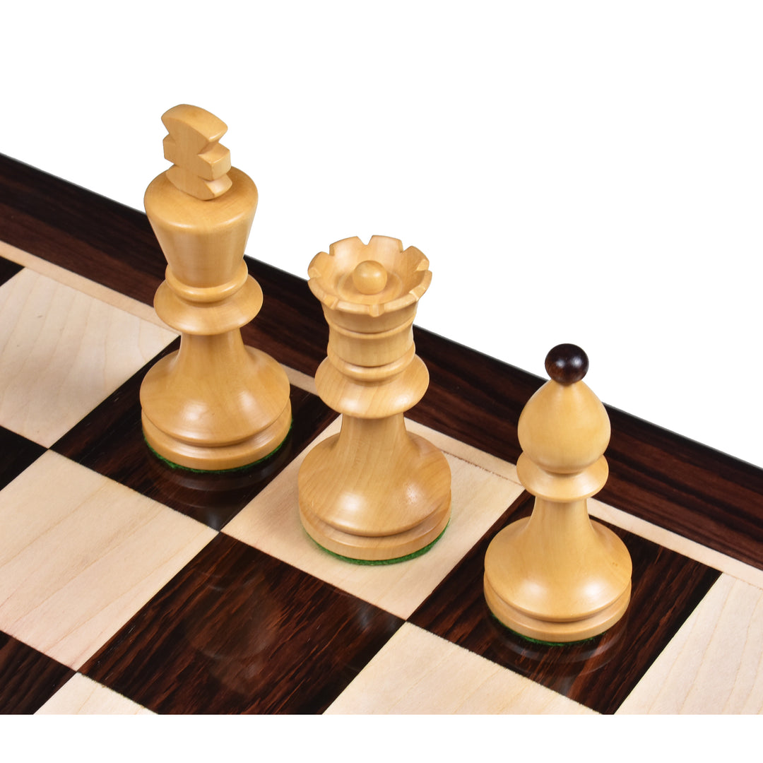 3.8” Zestaw szachów rumuńskich węgierskich turniejowych - tylko  szachy - ważone drewno różane