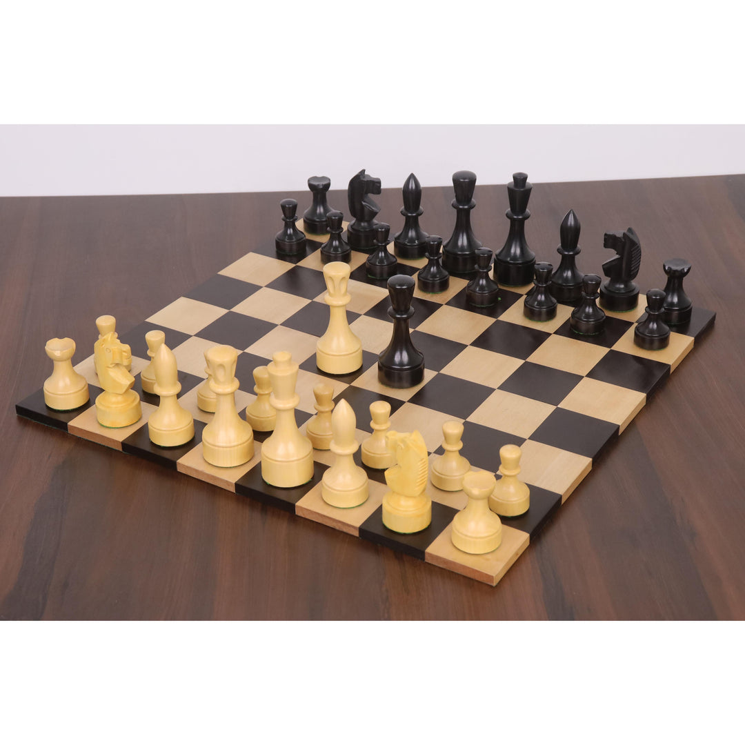 Bundesform German Staunton Alternative Chess Set- Chess Pieces Only- Ebonised Boxwood - 3.8" - Warehouse Clearance - Europe Shipping Only