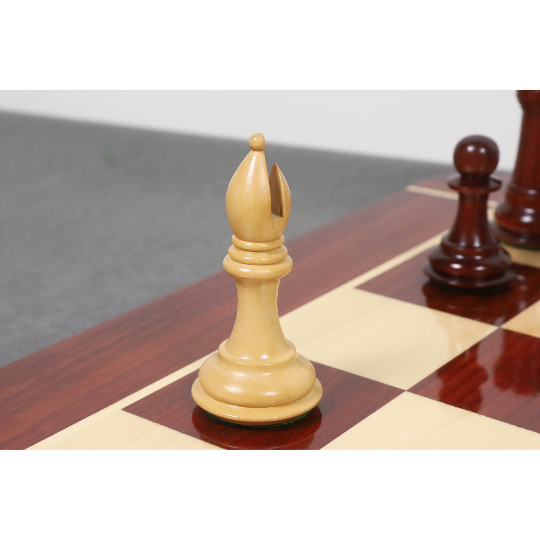 Jeu d'échecs américain de luxe 4.2 » légèrement imparfait - Pièces d'échecs uniquement - Bois de Budrose à triple lestage