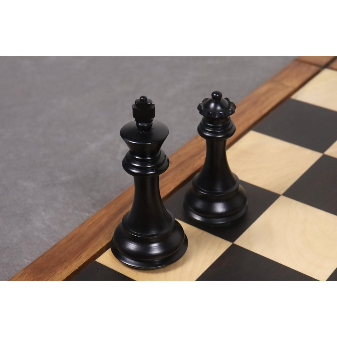 3.9" Alban Staunton Chess Set- Chess Pieces Only- Double Weighted Red & Black Dyed Wood - Warehouse Clearance - USA Shipping Only
