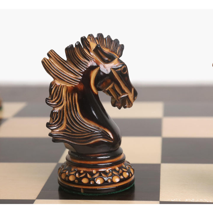 Alexandria Luxury Staunton Burnt Carving Chess Set- Chess Pieces Only - Triple Weighted - Lacquered Boxwood - Warehouse Clearance - Europe Shipping Only