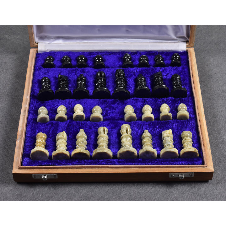 Slightly Imperfect Soap Stone Handcarved Chess Pieces & Board Set - Includes Storage Case - 10" board - Warehouse Clearance - Europe Shipping Only