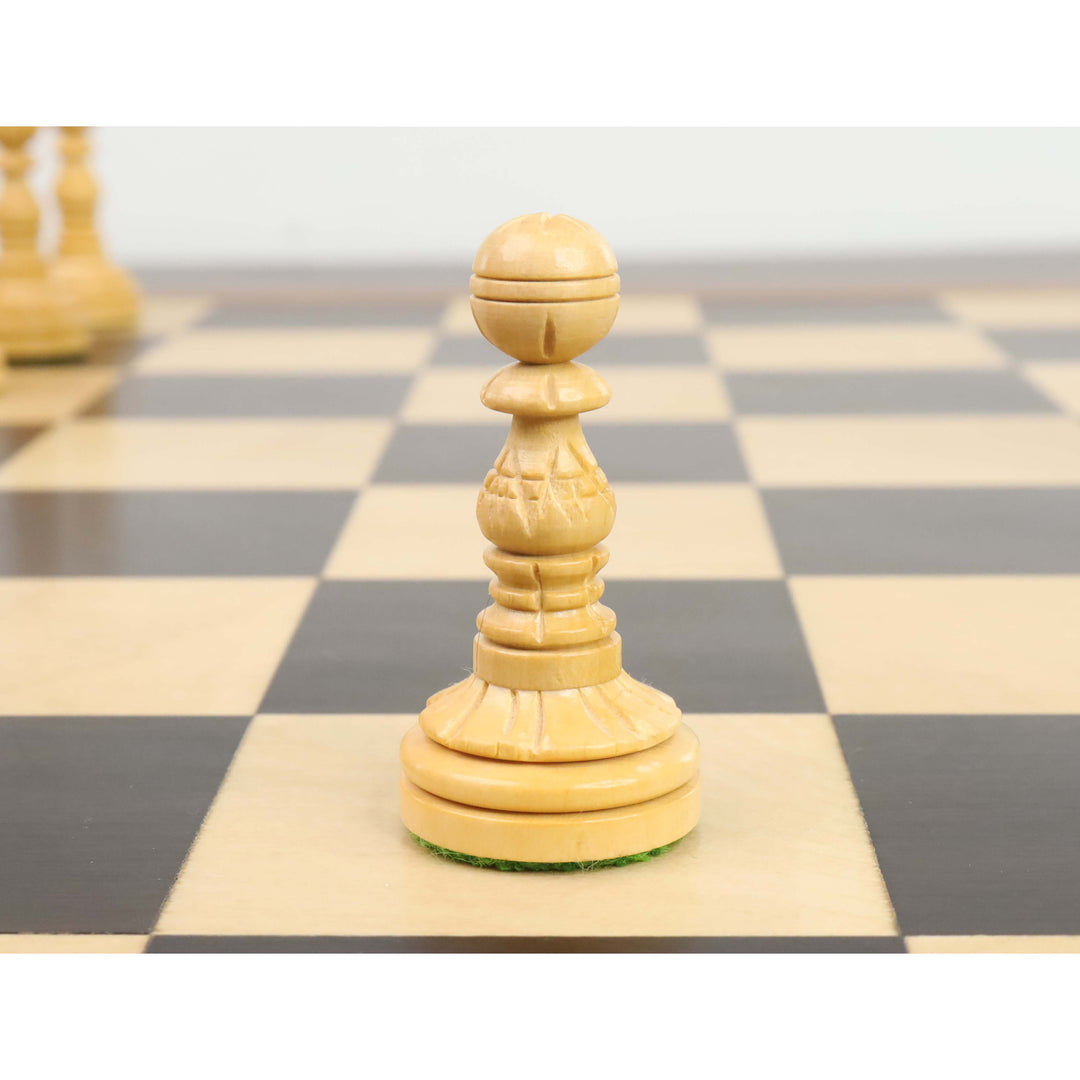 4.7" Hand Carved Lotus Series Chess Set- Chess Pieces Only in Weighted Ebony Wood  - Warehouse Clearance - USA Shipping Only