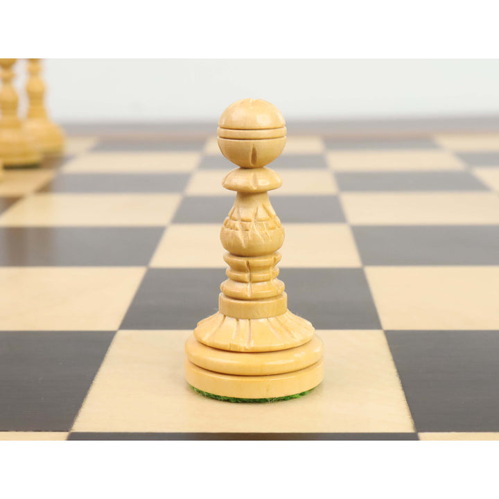 4.7" Hand Carved Lotus Series Chess Set- Chess Pieces Only in Weighted Ebony Wood  - Warehouse Clearance - USA Shipping Only