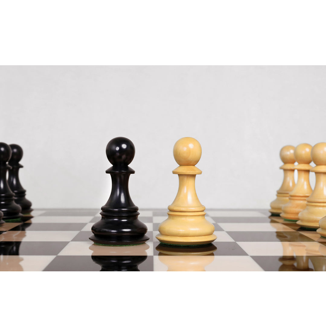 Combo of 6.3" Jumbo Pro Staunton Luxury Triple Weighted Chess Set with 26" Ebony & Maple Wood Chess Board