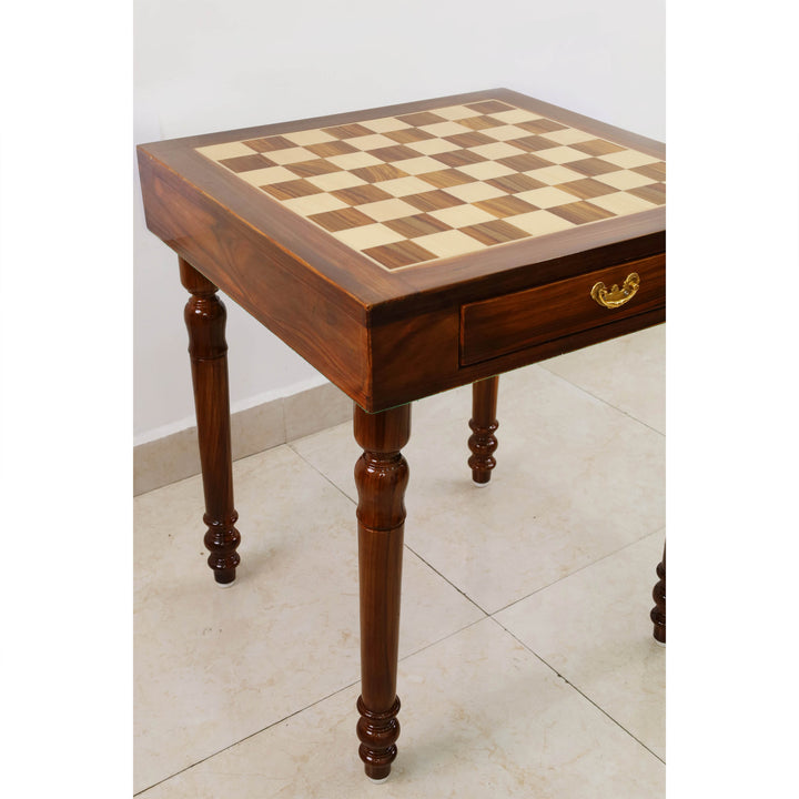 Slightly Imperfect 23" Tournament Chess Table with Drawers - Golden Rosewood & Maple