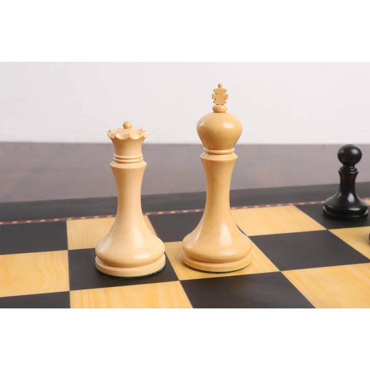 Slightly Imperfect 3.9" Zadar Series Modern Minimalist Chess Set- Chess Pieces Only- Weighted Ebonised Boxwood