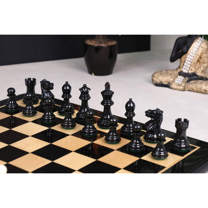 3.1" Pro Staunton Black & Ivory Painted Weighted Wooden Chess Set - Chess Pieces Only