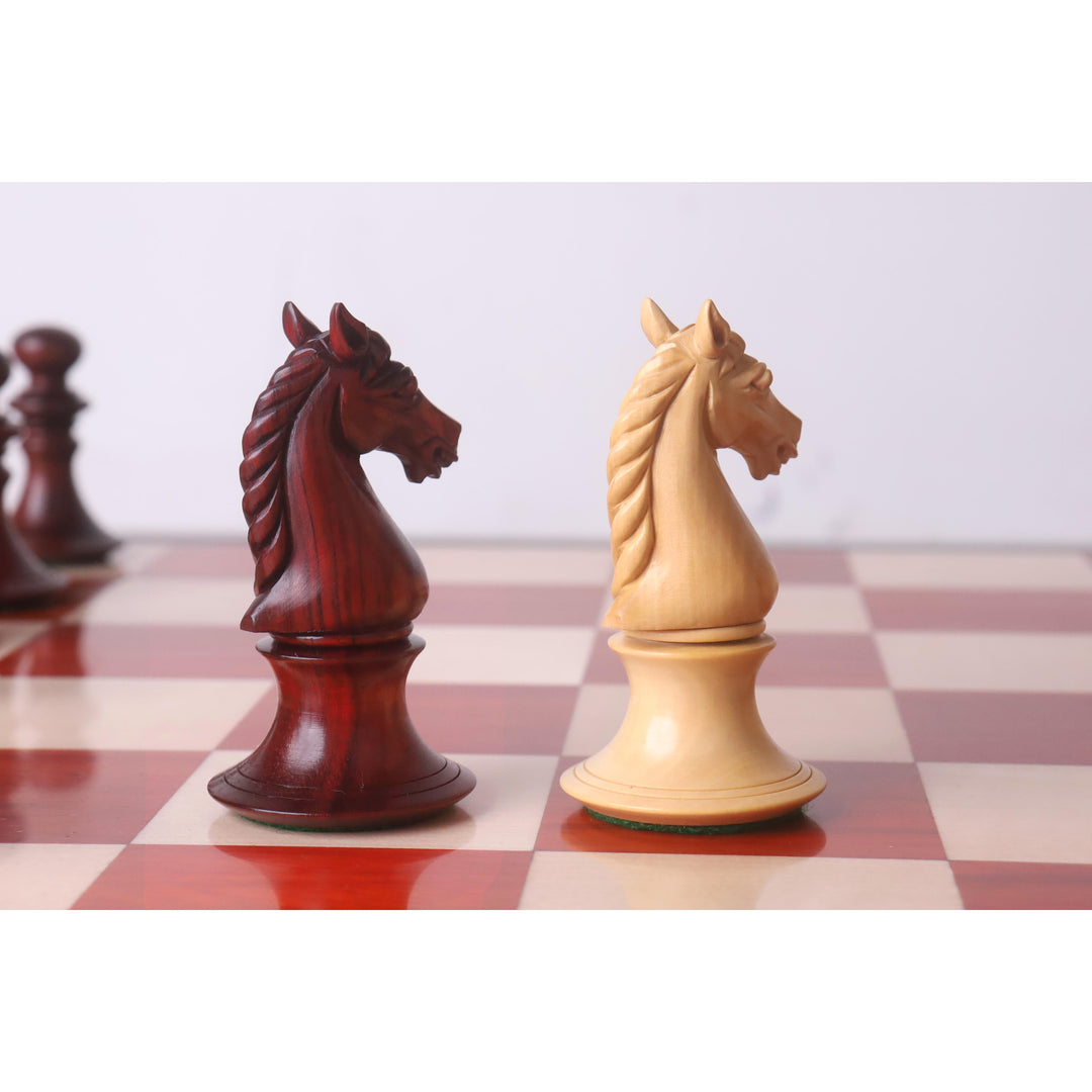 Kombo 4,3" luksusowego zestawu szachowego Staunton z serii Aristocrat - figury z Pączek Drewno Różane i bukszpanu z planszą i pudełkiem