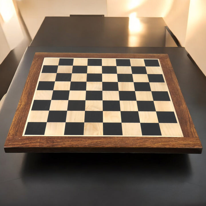 Combo of 4.5" Tilted Knight Luxury Staunton Chess Set - Ebony Wood & Boxwood - 23" Large Ebony & Maple Wood Chessboard With Box