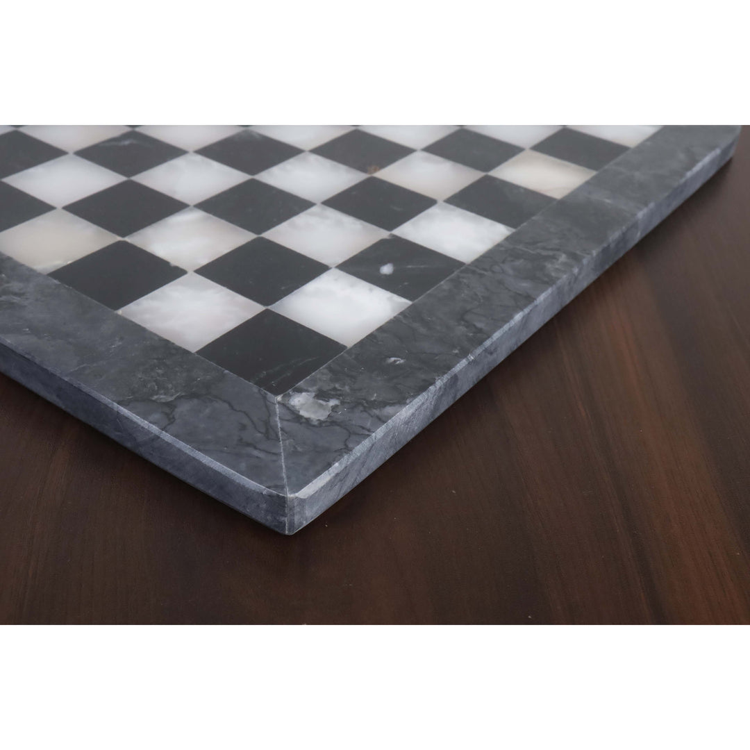 Slightly Imperfect Onyx Marble Chess Pieces & Board Combo Set - 12" - Black and White Stone