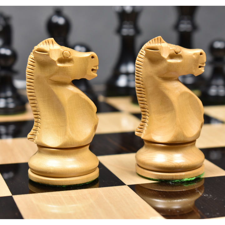 Jeu d'échecs Fischer Spassky du Championnat de 1972 légèrement imparfait - Pièces d'échecs uniquement - Buis doublement lesté