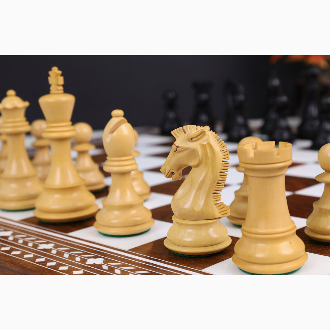 3.9" Craftsman Staunton Chess Set Inlaid Wooden Folding Chess board - 55mm Square