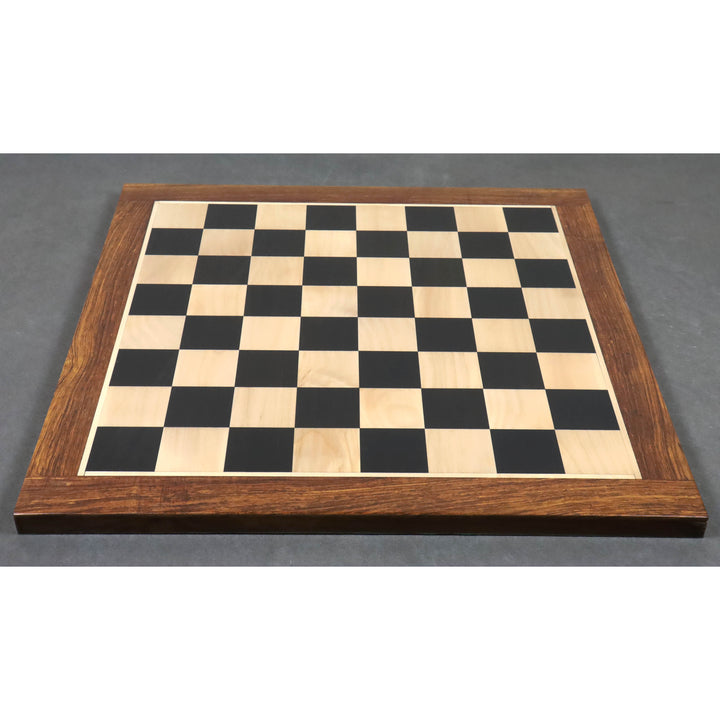 23" Large Ebony & Maple Wood Chessboard 60 mm Square - Golden Rosewood borders - Warehouse Clearance - Europe Shipping Only