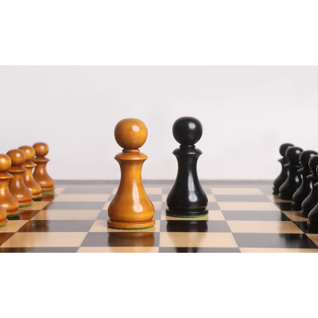 Combo de 3.6» Inglés Dublín Patrón Set - Piezas en madera de boj envejecida con tablero de ajedrez y caja de almacenamiento