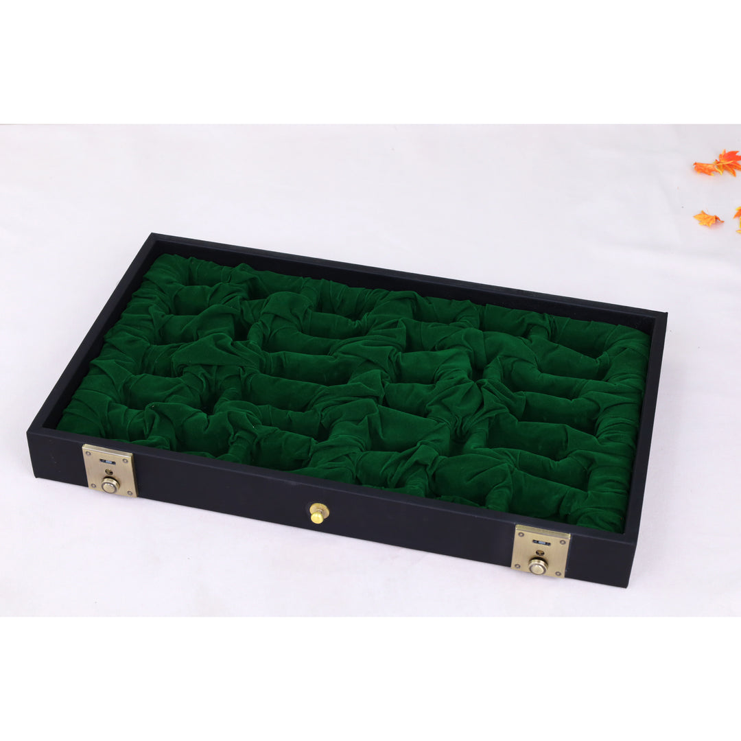 All-in-One Leatherette Chess Set Storage Case with Drawers – Fits 15″–17″ Boards & 2.4″–3.0″ King-Height Pieces