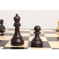 Dark mahogany stained boxwood bishop and pawn pieces.