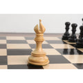 Ornate hand-turned boxwood bishop piece from the Goliath Series luxury Staunton set.