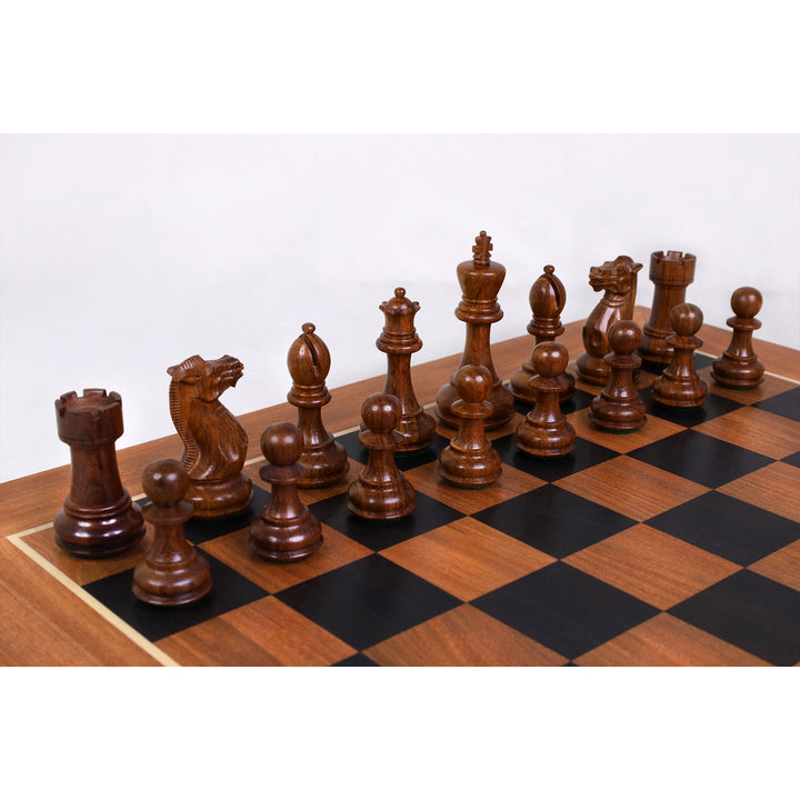 Combo of 4.1" Pro Staunton Weighted Golden Rosewood Chess Set With 22.5" Ebony Acacia Chess Board & Storage Box