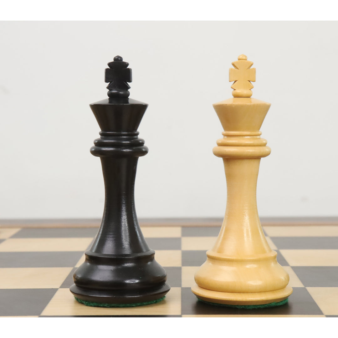 Slightly Imperfect 4" Alban Knight Staunton Chess Set - Chess Pieces Only - Weighted Ebonised Boxwood