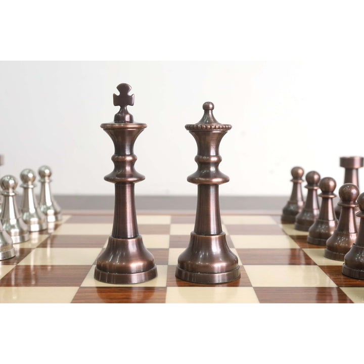 Slightly Imperfect 3.5" Elegance Series Brass Metal Luxury Chess Set - Pieces Only- Antiqued Copper - Warehouse Clearance - USA Shipping Only